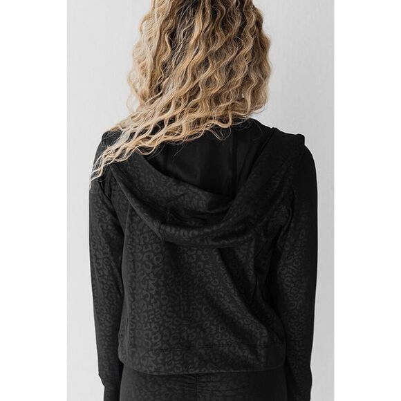 Celestial Bodiez NWOT Power Zip Hoodie in Black Panther Animal Print Size Medium - Picture 10 of 10